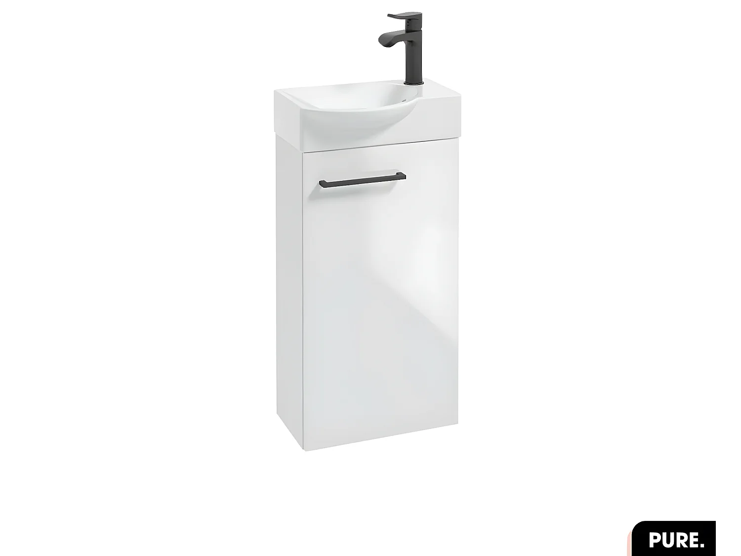 Meuble lave-mains avec vasque - Siphon OFFERT | PURE | Blanc | 39 × 60 × 22