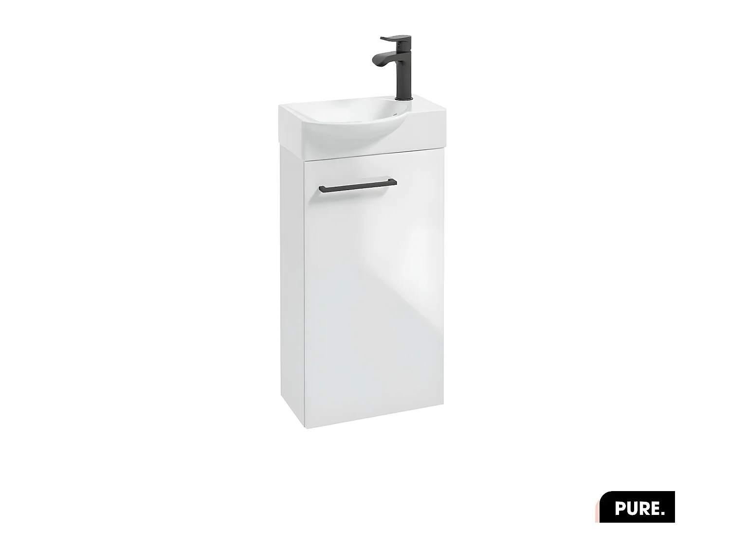 Meuble lave-mains avec vasque - Siphon OFFERT | PURE | Blanc | 39 × 60 × 22