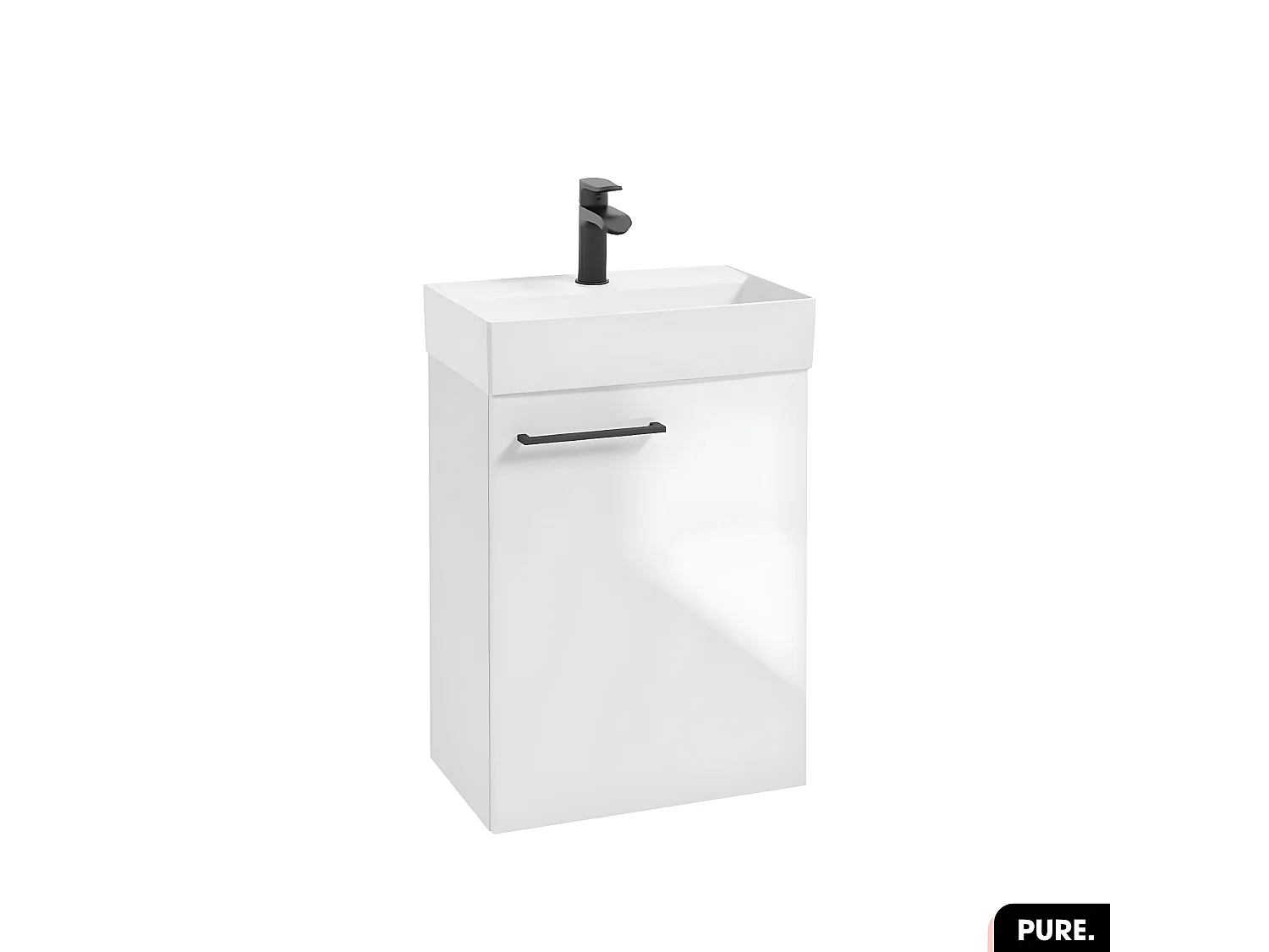 Meuble lave-mains avec vasque - Siphon OFFERT | PURE | Blanc | 47 × 60 × 30
