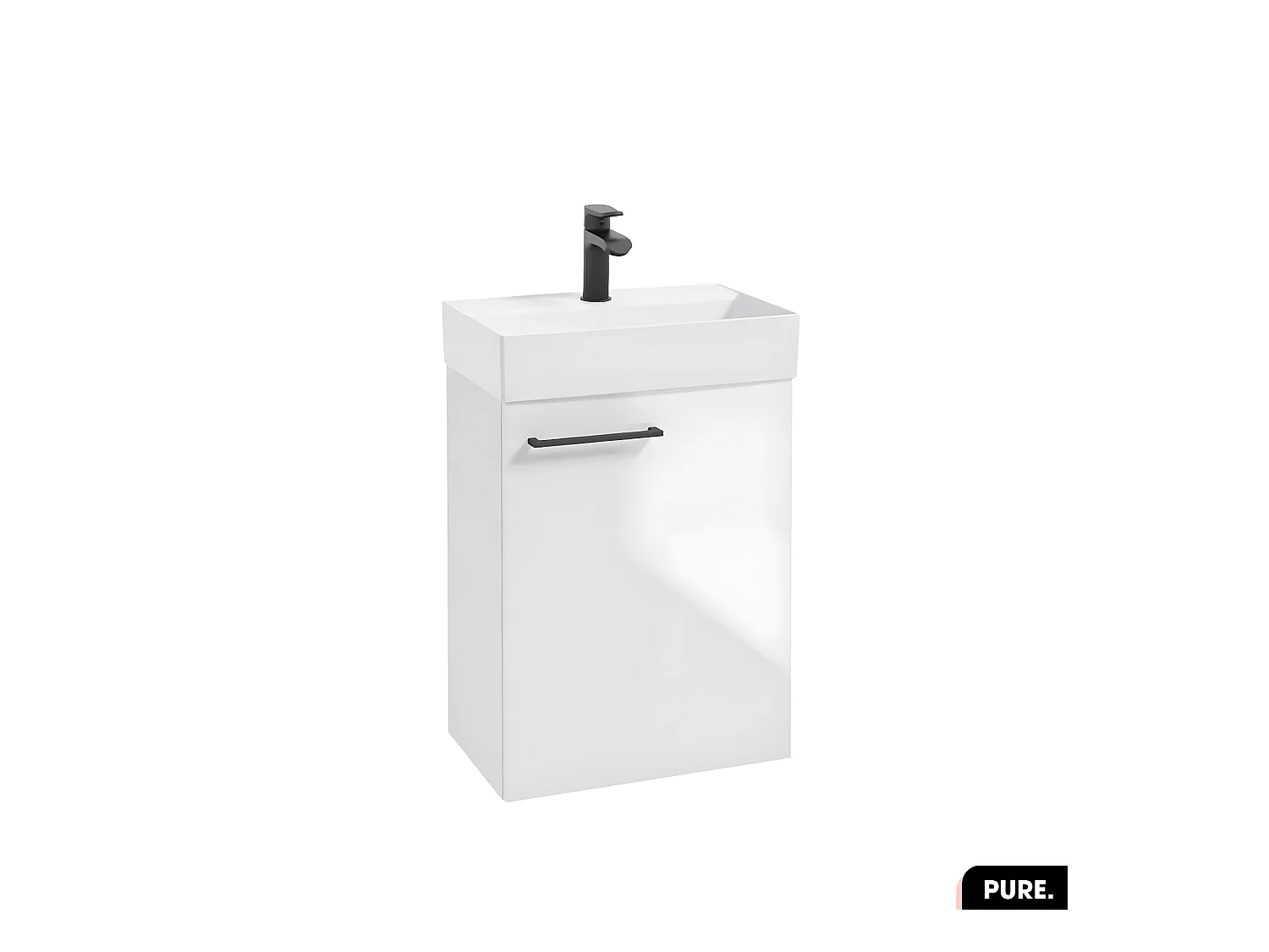 Meuble lave-mains avec vasque - Siphon OFFERT | PURE | Blanc | 47 × 60 × 30