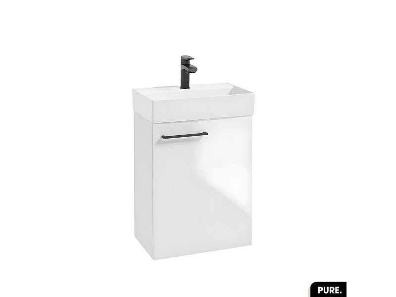 Meuble lave-mains avec vasque - Siphon OFFERT | PURE | Blanc | 47 × 60 × 30