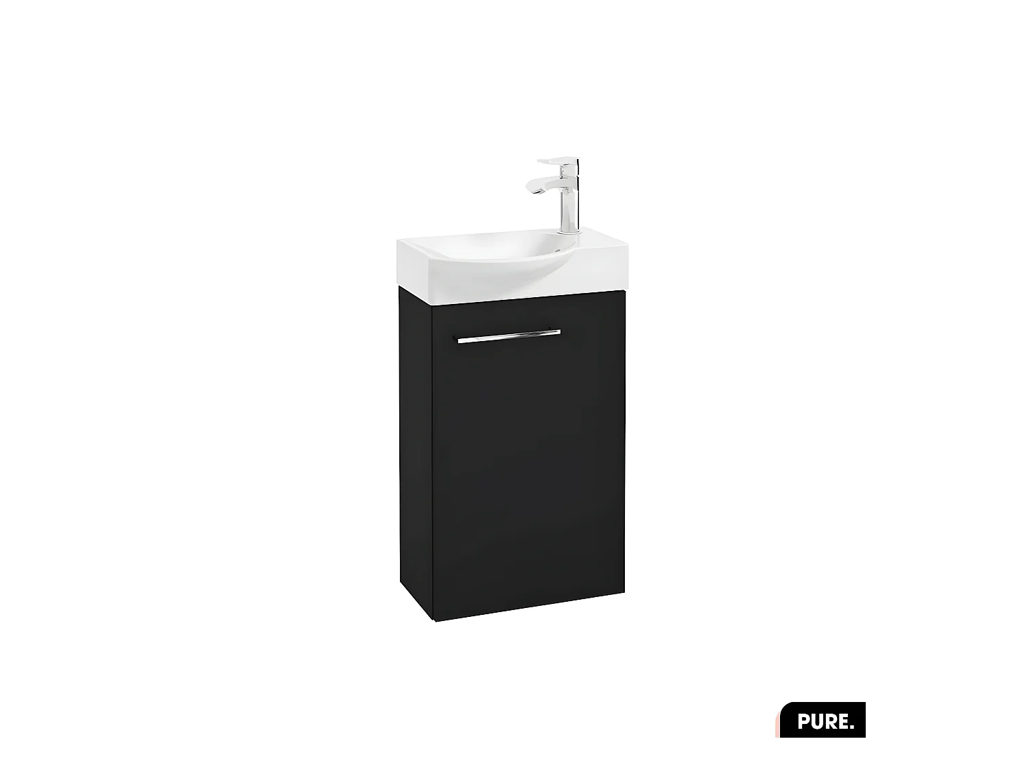 Meuble lave-mains avec vasque - Siphon OFFERT | PURE | Noir | 39 × 60 × 22