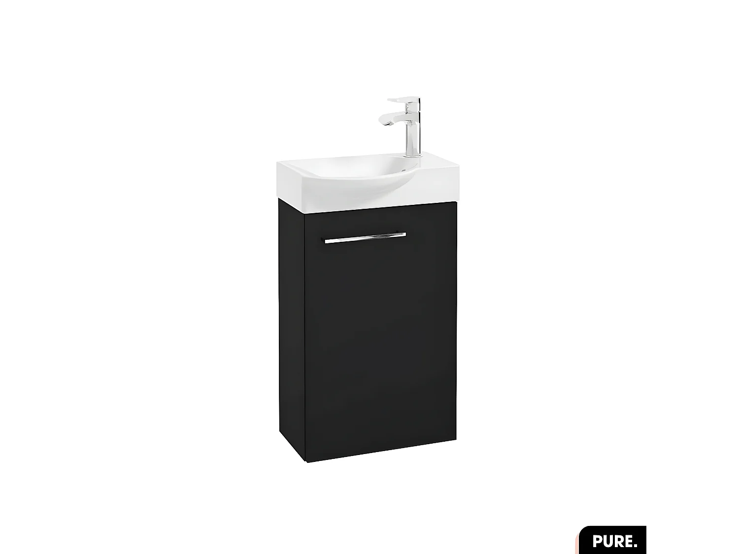 Meuble lave-mains avec vasque - Siphon OFFERT | PURE | Noir | 39 × 60 × 22