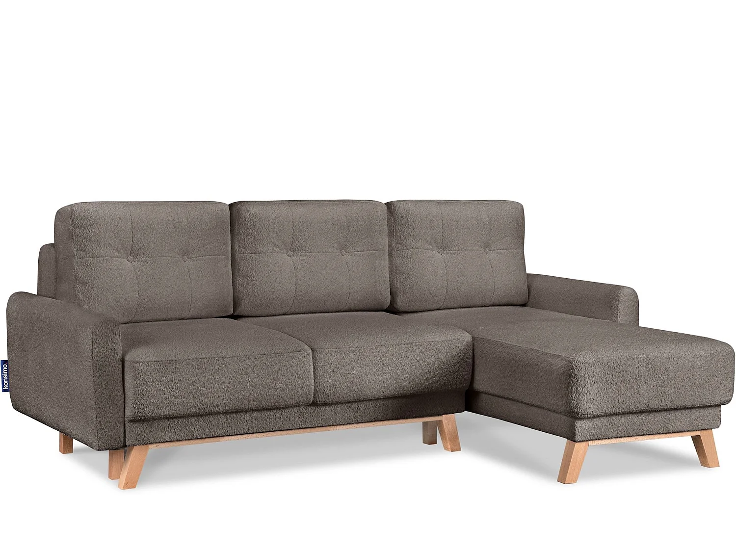 Ecksofa rechts mit ausziehbarer Schlaf- und Liegefläche - braun - VISNA