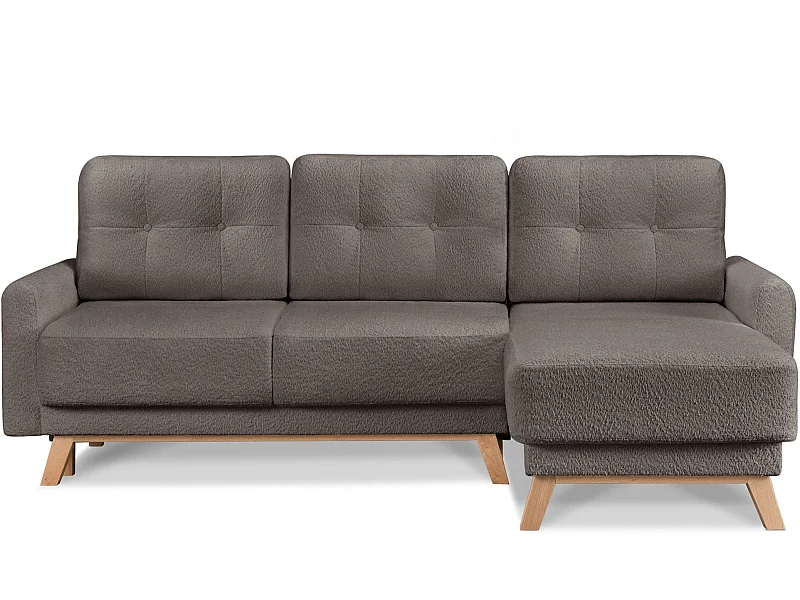 Ecksofa rechts mit ausziehbarer Schlaf- und Liegefläche - braun - VISNA