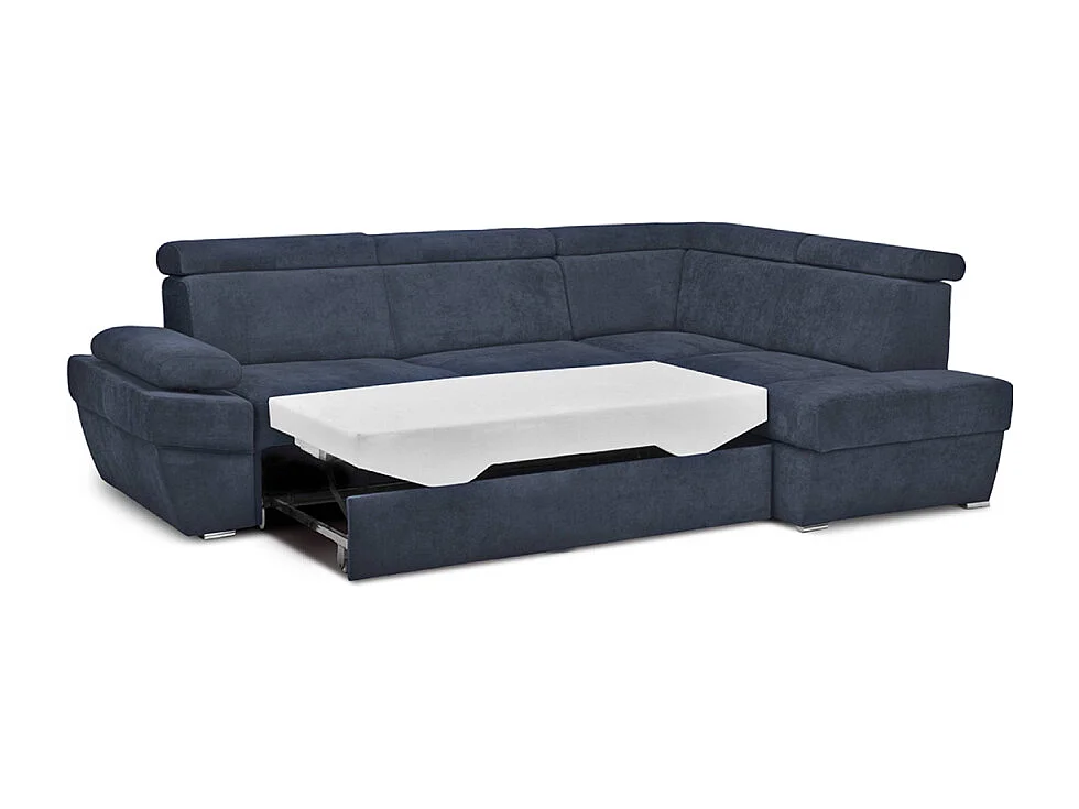 Ecksofa rechts mit Schlaffunktion - RATLO - Nachtblau