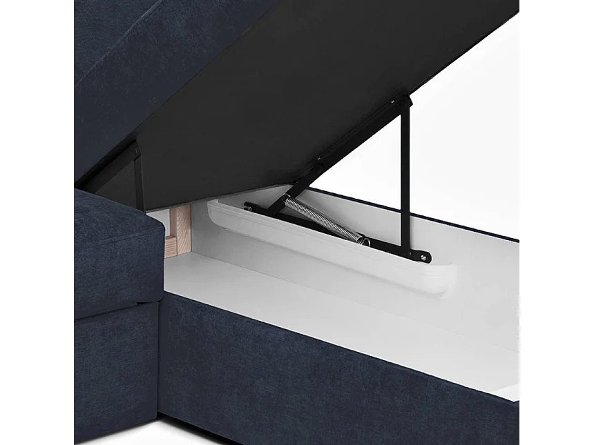 Ecksofa rechts mit Schlaffunktion - RATLO - Nachtblau