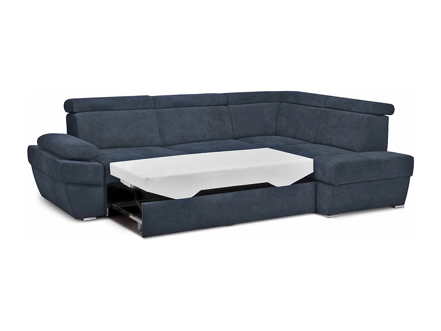 Ecksofa rechts mit Schlaffunktion - RATLO - Nachtblau