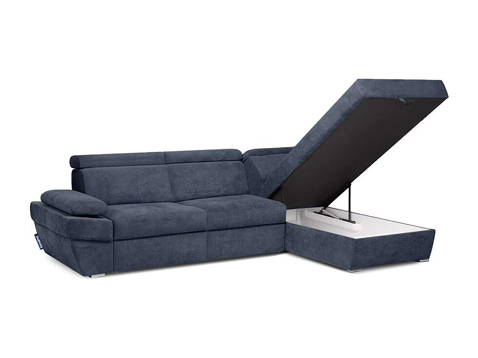 Ecksofa rechts mit Schlaffunktion - RATLO - Nachtblau