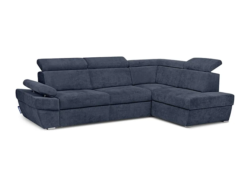 Canapé d'angle droit avec fonction de couchage - convertible - RATLO - Bleu nuit