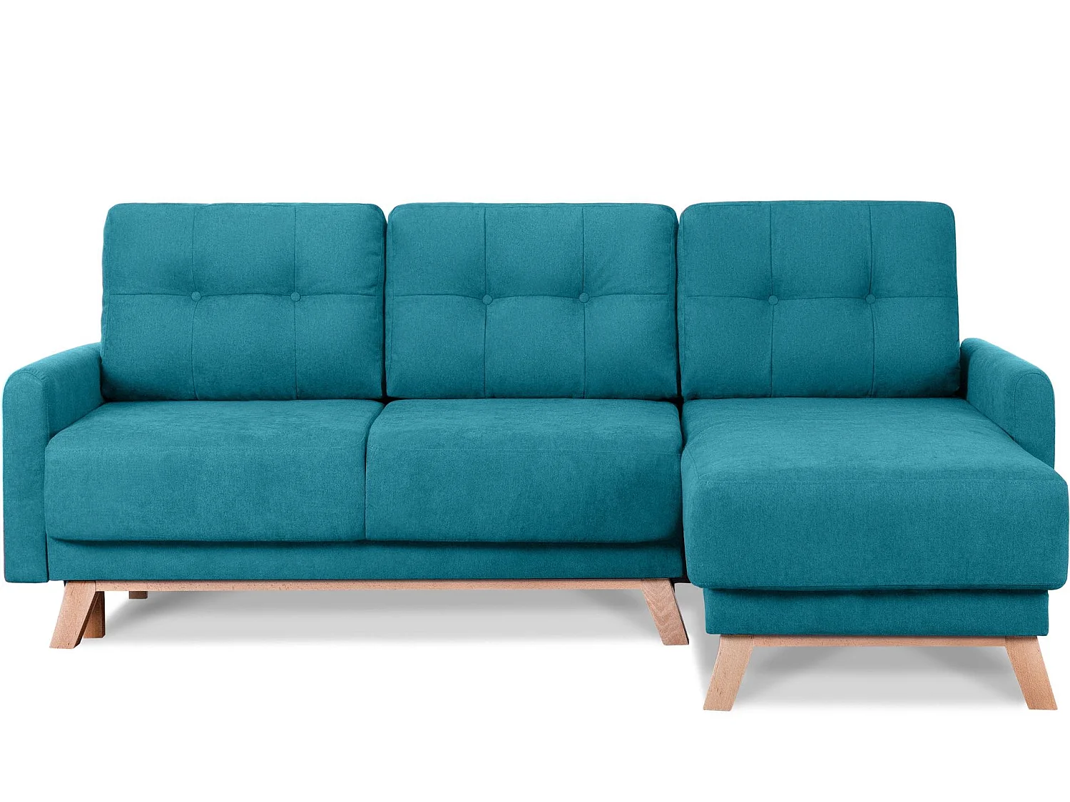 Ecksofa rechts mit ausziehbarer Schlaf- und Liegefläche - blau - VISNA
