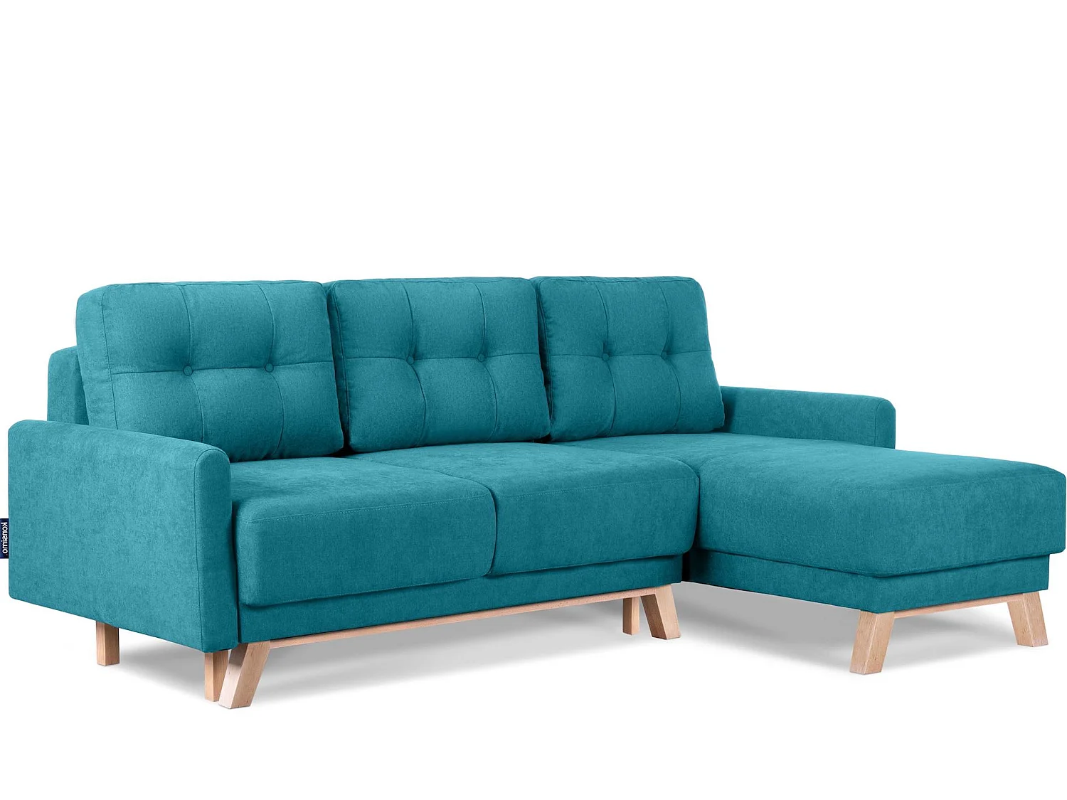 Ecksofa rechts mit ausziehbarer Schlaf- und Liegefläche - blau - VISNA