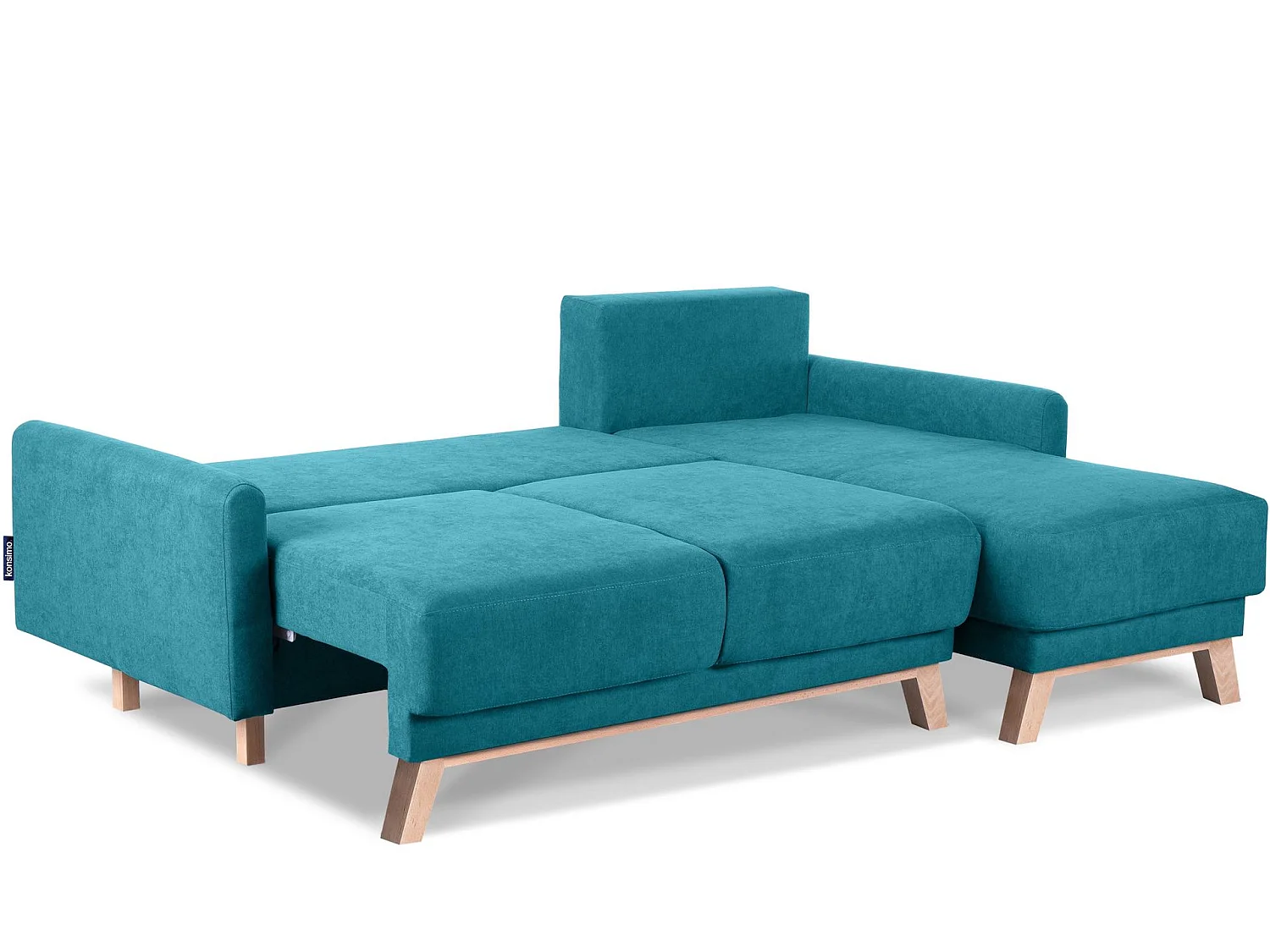 Ecksofa rechts mit ausziehbarer Schlaf- und Liegefläche - blau - VISNA
