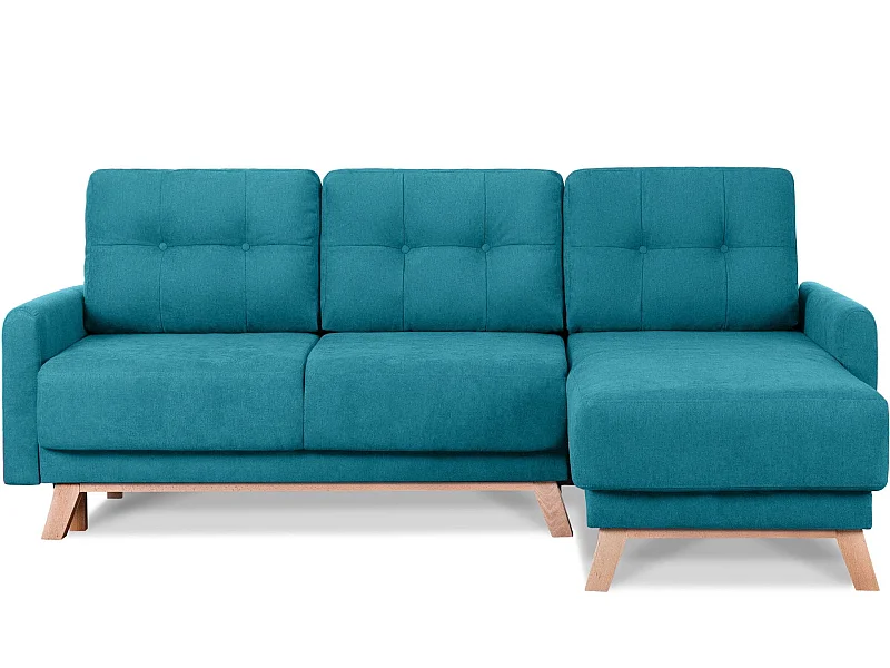 Ecksofa rechts mit ausziehbarer Schlaf- und Liegefläche - blau - VISNA