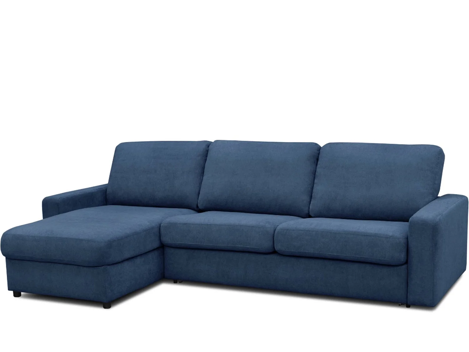 Ecksofa mit schnell ausziehbarer Schlaffunktion auf Metallrahmen - blau - MENTO