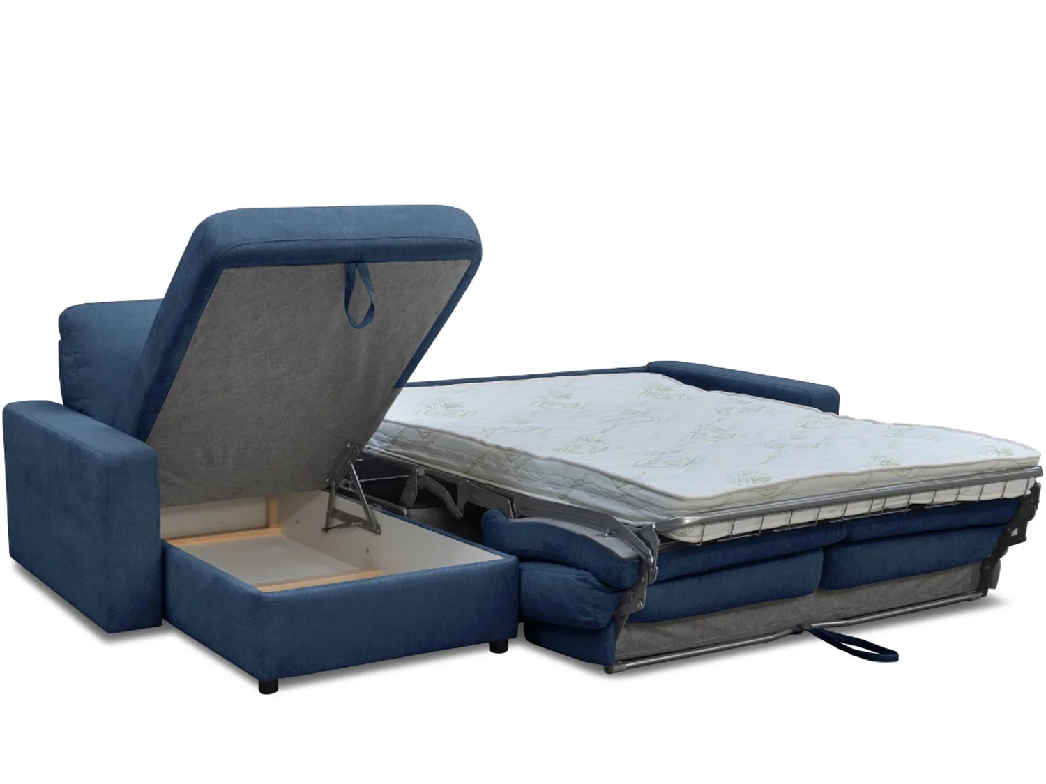 Ecksofa mit schnell ausziehbarer Schlaffunktion auf Metallrahmen - blau - MENTO