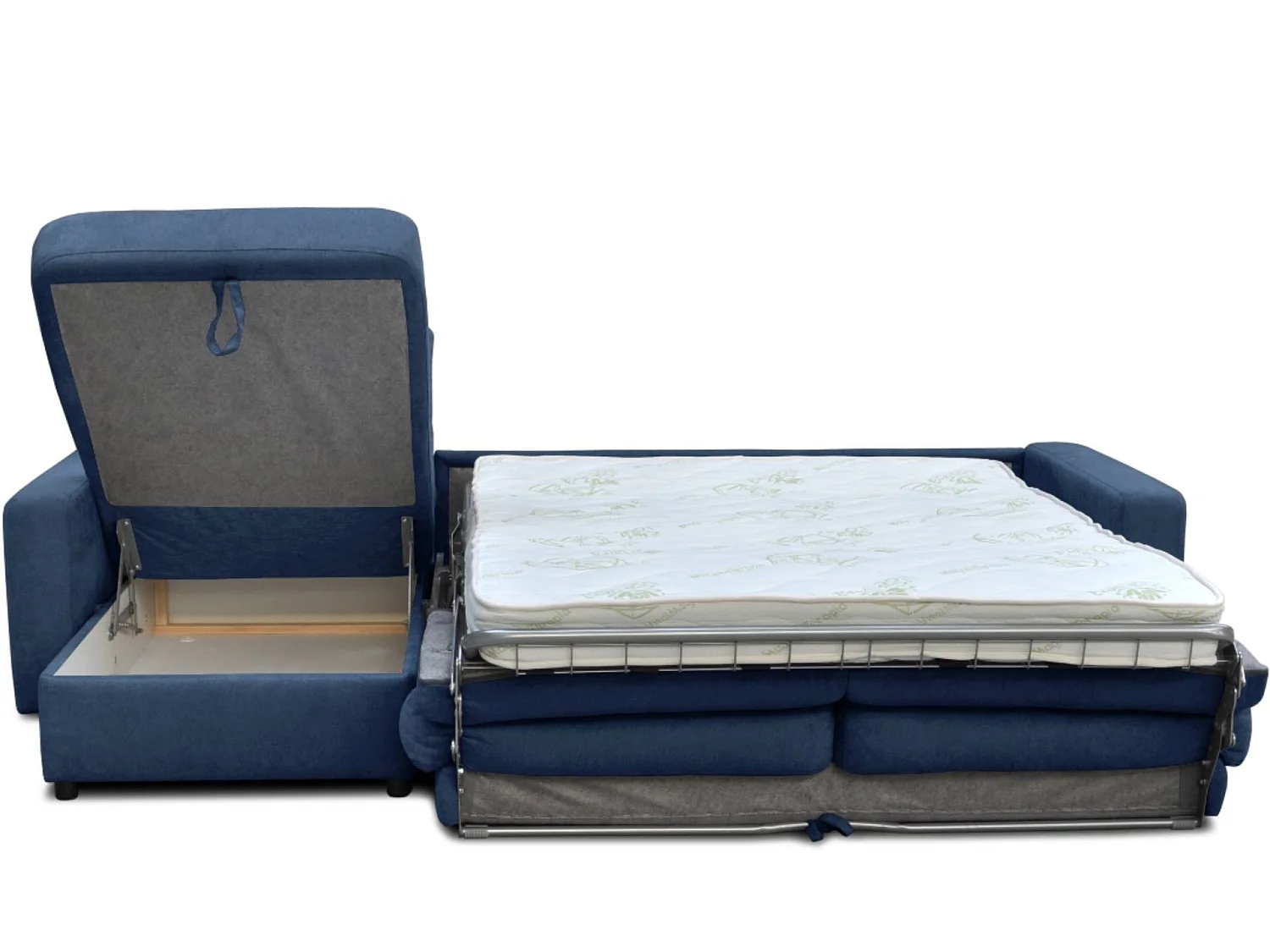 Ecksofa mit schnell ausziehbarer Schlaffunktion auf Metallrahmen - blau - MENTO