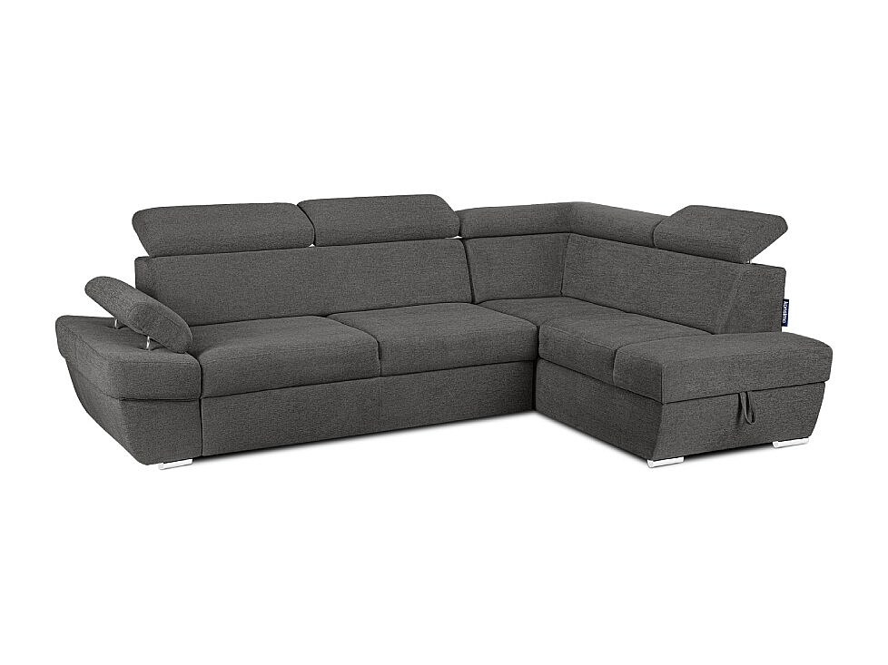 Canapé D'angle Convertible Lit - Robin Inspire, 3 Appuie-têtes, Tissu Marvel Gris, Rangement Sous Assise (247x165 Cm)