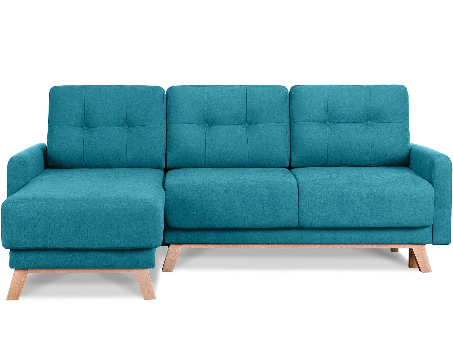 Ecksofa links mit ausziehbarer Schlaf- und Liegefläche - blau - VISNA