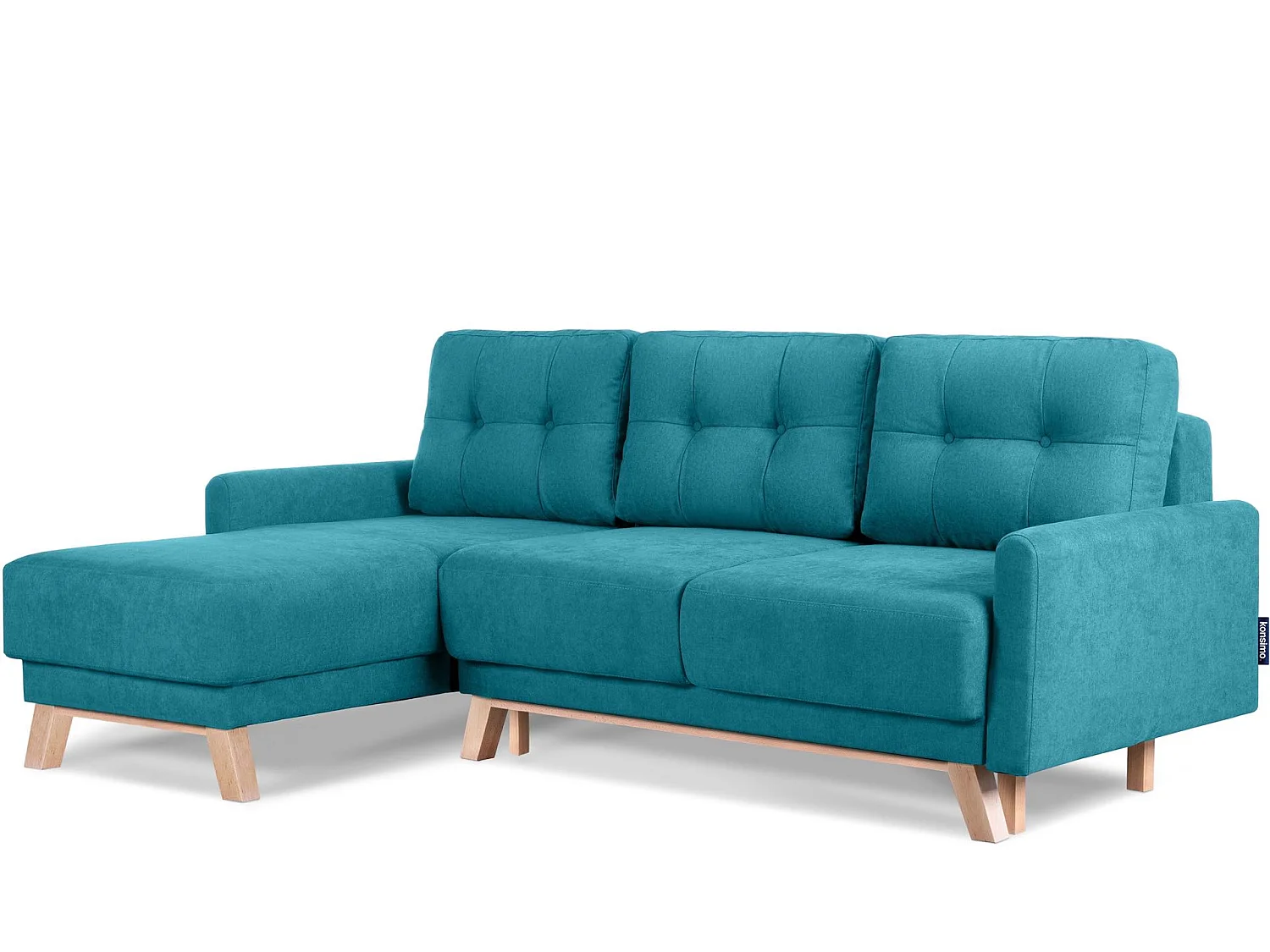 Ecksofa links mit ausziehbarer Schlaf- und Liegefläche - blau - VISNA