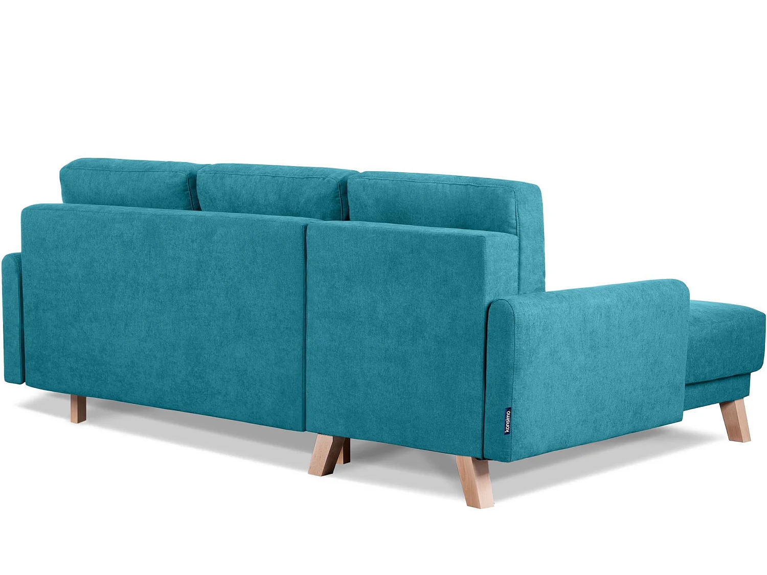 Ecksofa links mit ausziehbarer Schlaf- und Liegefläche - blau - VISNA