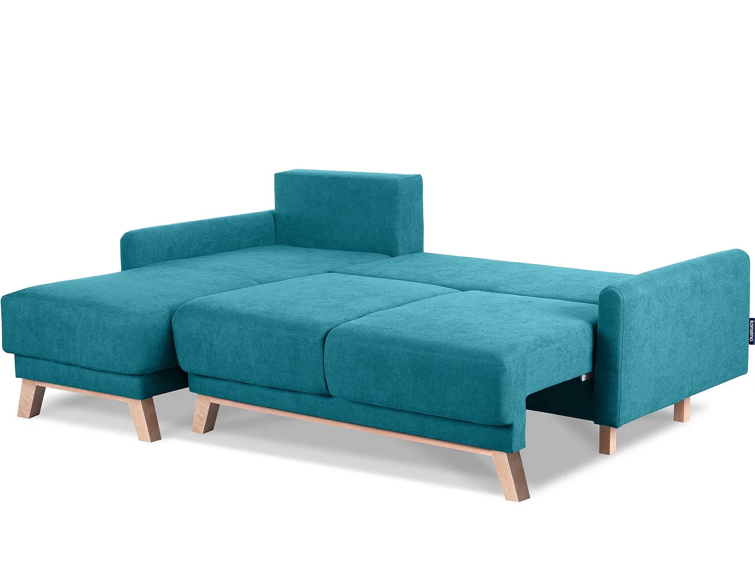 Ecksofa links mit ausziehbarer Schlaf- und Liegefläche - blau - VISNA