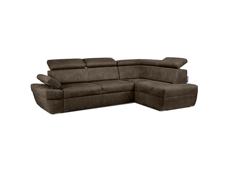 Ecksofa rechts mit Schlaffunktion - RATLO - Dunkelbraun