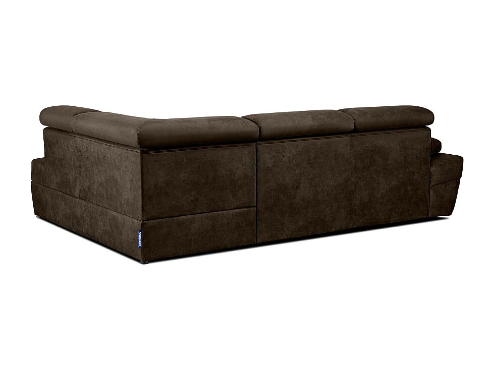 Canapé d'angle droit avec fonction de couchage - convertible - RATLO - Marron foncé