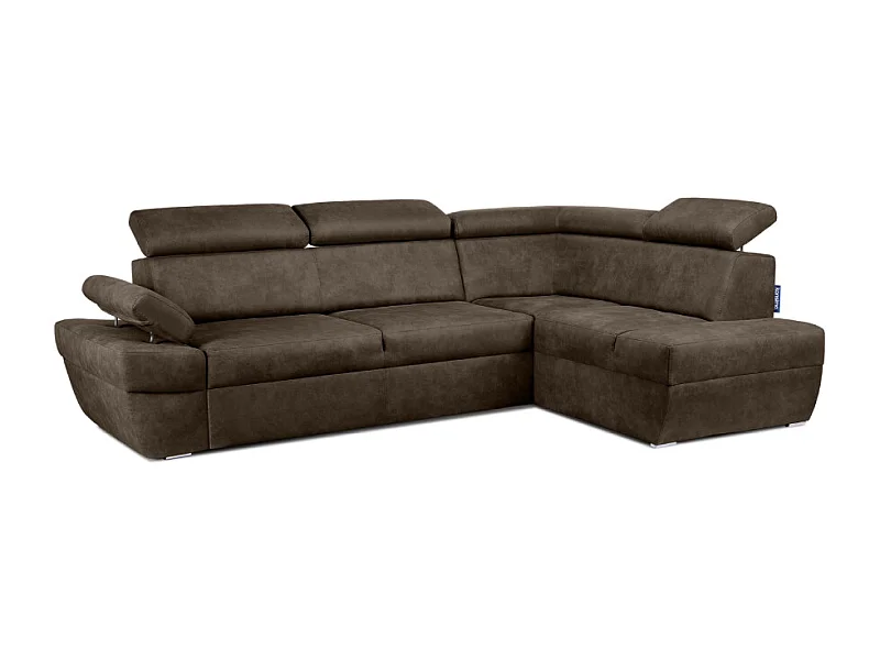Canapé d'angle droit avec fonction de couchage - convertible - RATLO - Marron foncé