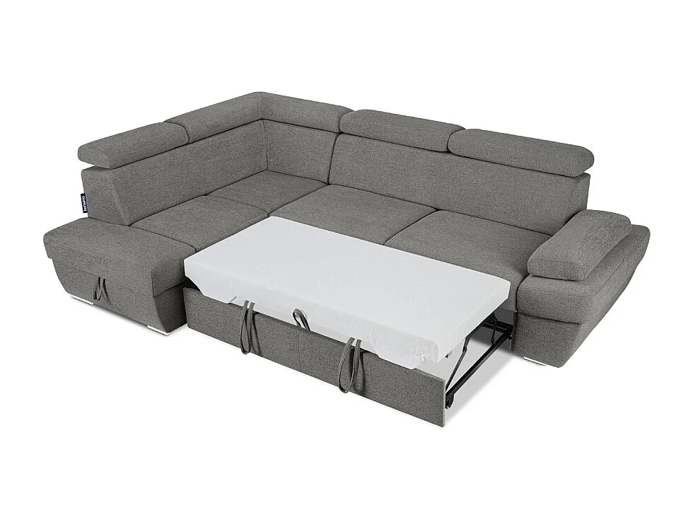Canapé d'angle gauche avec fonction de couchage - convertible - RATLO - Gris cendré