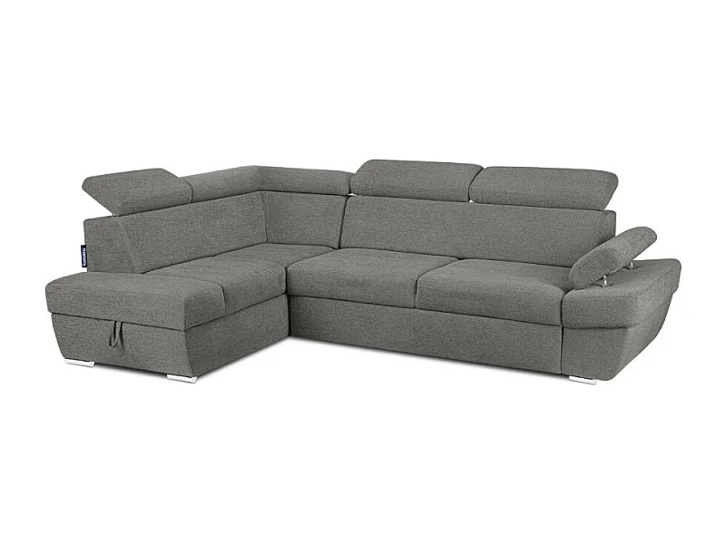 Canapé d'angle gauche avec fonction de couchage - convertible - RATLO - Gris cendré