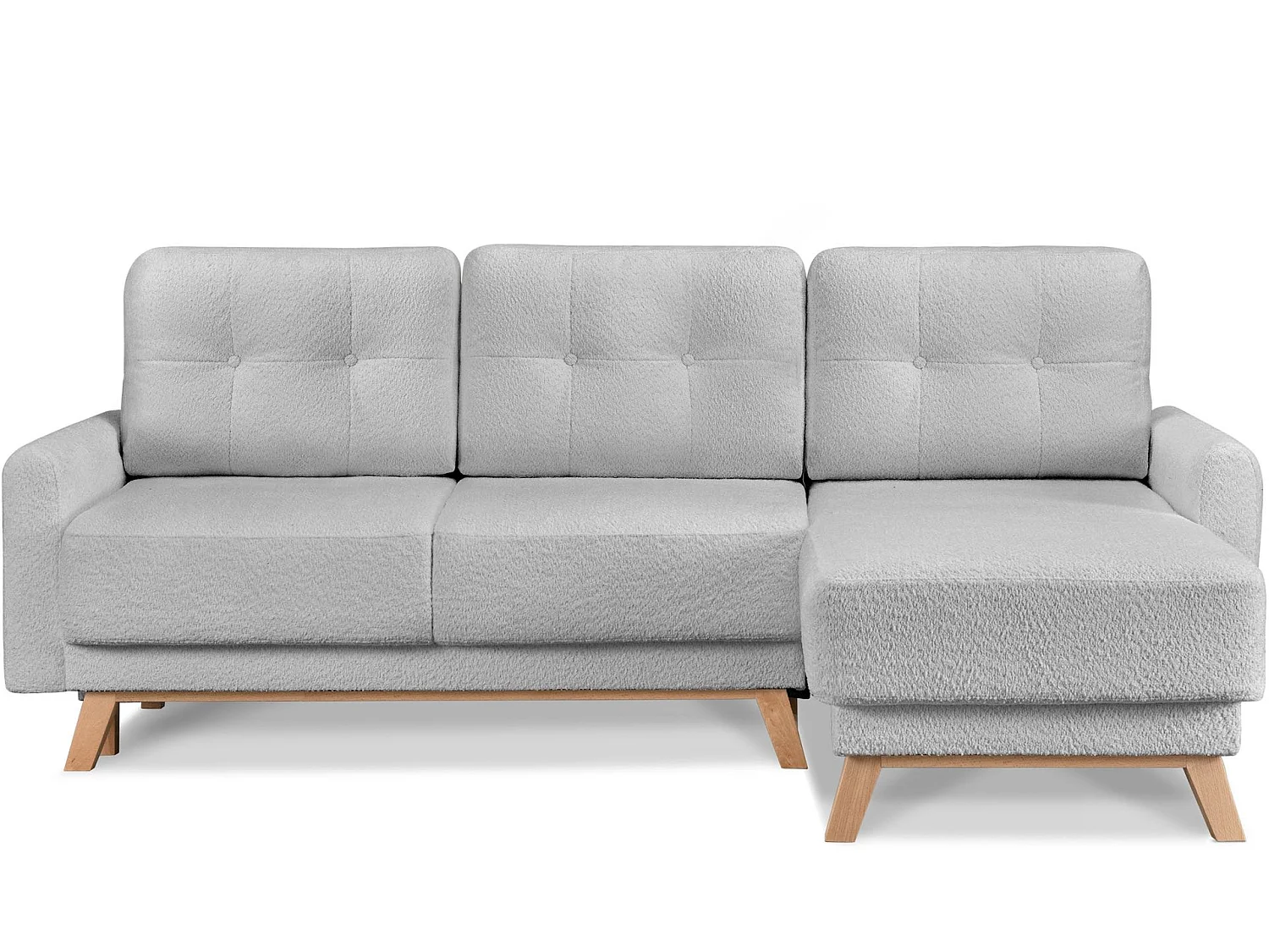 Ecksofa rechts mit ausziehbarer Schlaf- und Liegefläche - creme - VISNA