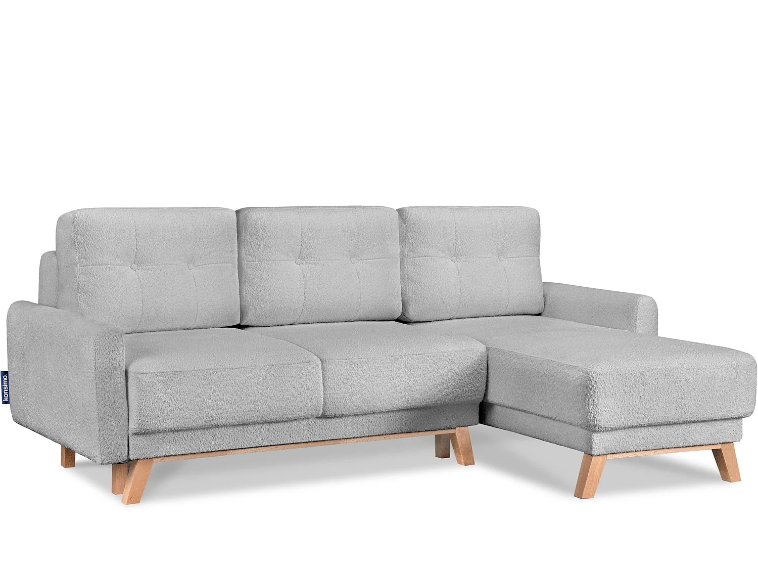 Ecksofa rechts mit ausziehbarer Schlaf- und Liegefläche - creme - VISNA