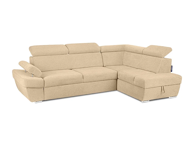 Canapé d'angle droit avec fonction de couchage - convertible - RATLO - Crème