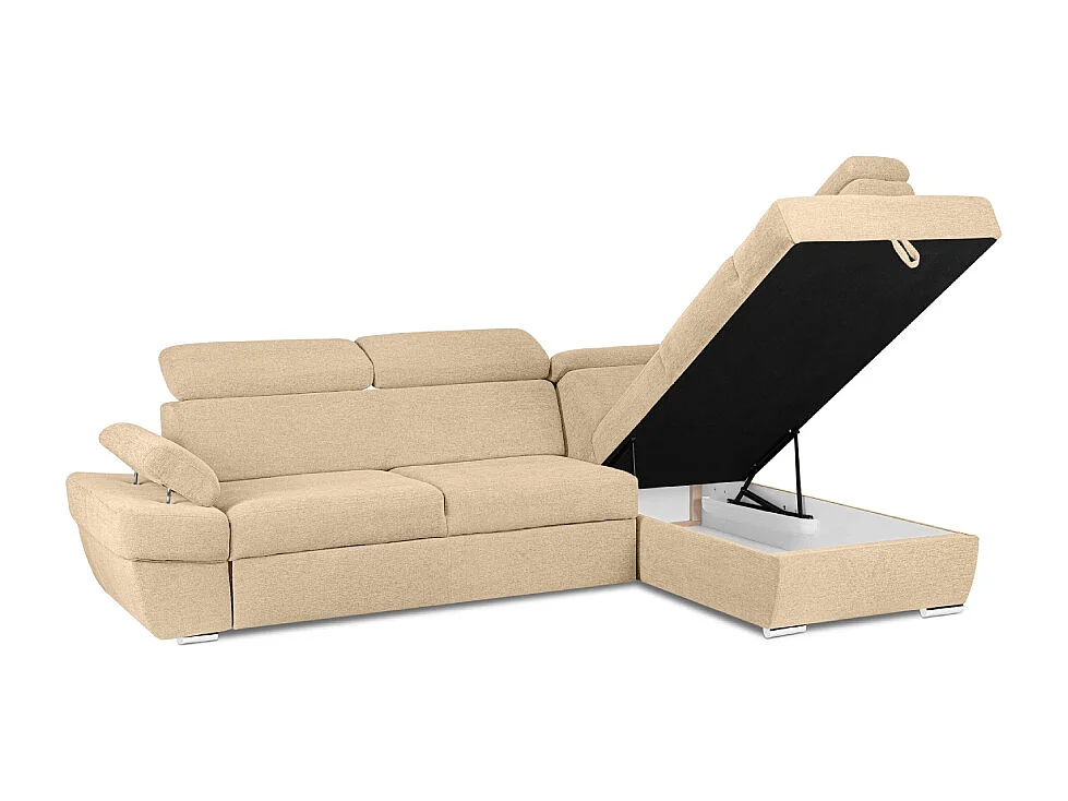Canapé d'angle droit avec fonction de couchage - convertible - RATLO - Crème