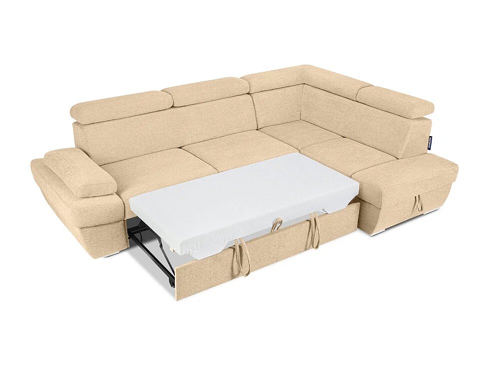 Canapé d'angle droit avec fonction de couchage - convertible - RATLO - Crème