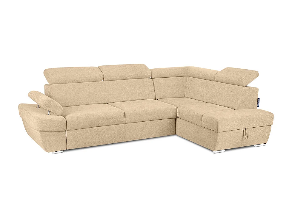 Canapé d'angle droit avec fonction de couchage - convertible - RATLO - Crème