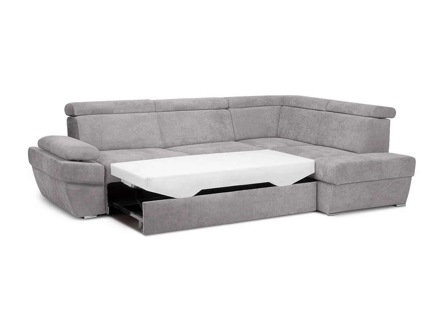 Ecksofa rechts mit Schlaffunktion  - RATLO - Hellgrau
