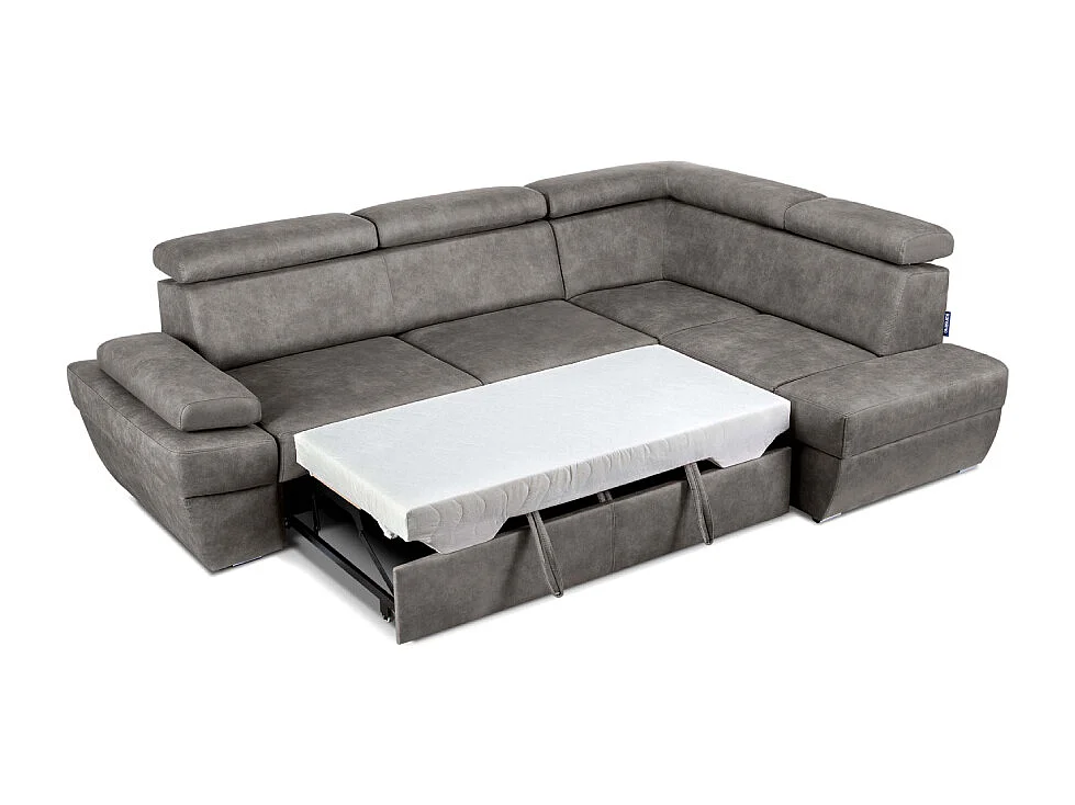 Ecksofa rechts mit Schlaffunktion - RATLO - Silbergrau