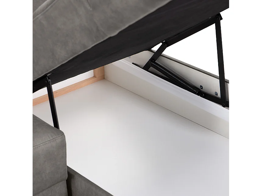 Ecksofa rechts mit Schlaffunktion - RATLO - Silbergrau