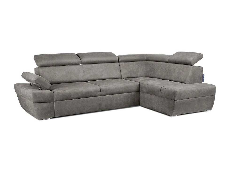 Ecksofa rechts mit Schlaffunktion - RATLO - Silbergrau