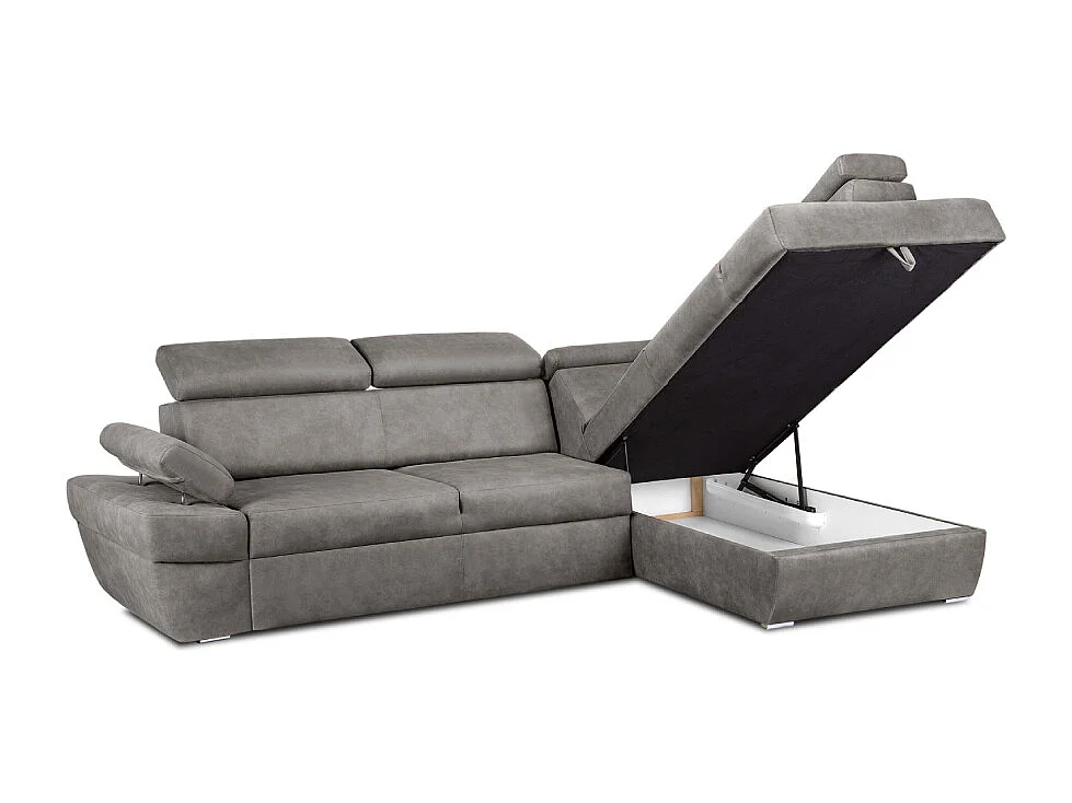 Ecksofa rechts mit Schlaffunktion - RATLO - Silbergrau