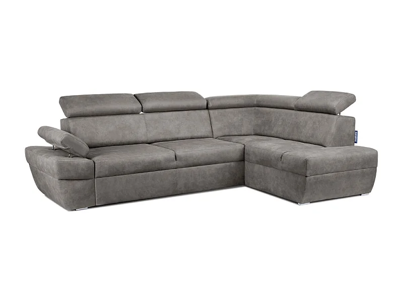 Ecksofa rechts mit Schlaffunktion - RATLO - Silbergrau