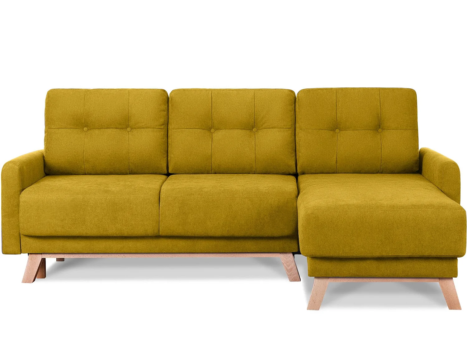 Ecksofa rechts mit ausziehbarer Schlaf- und Liegefläche - Gelb - VISNA