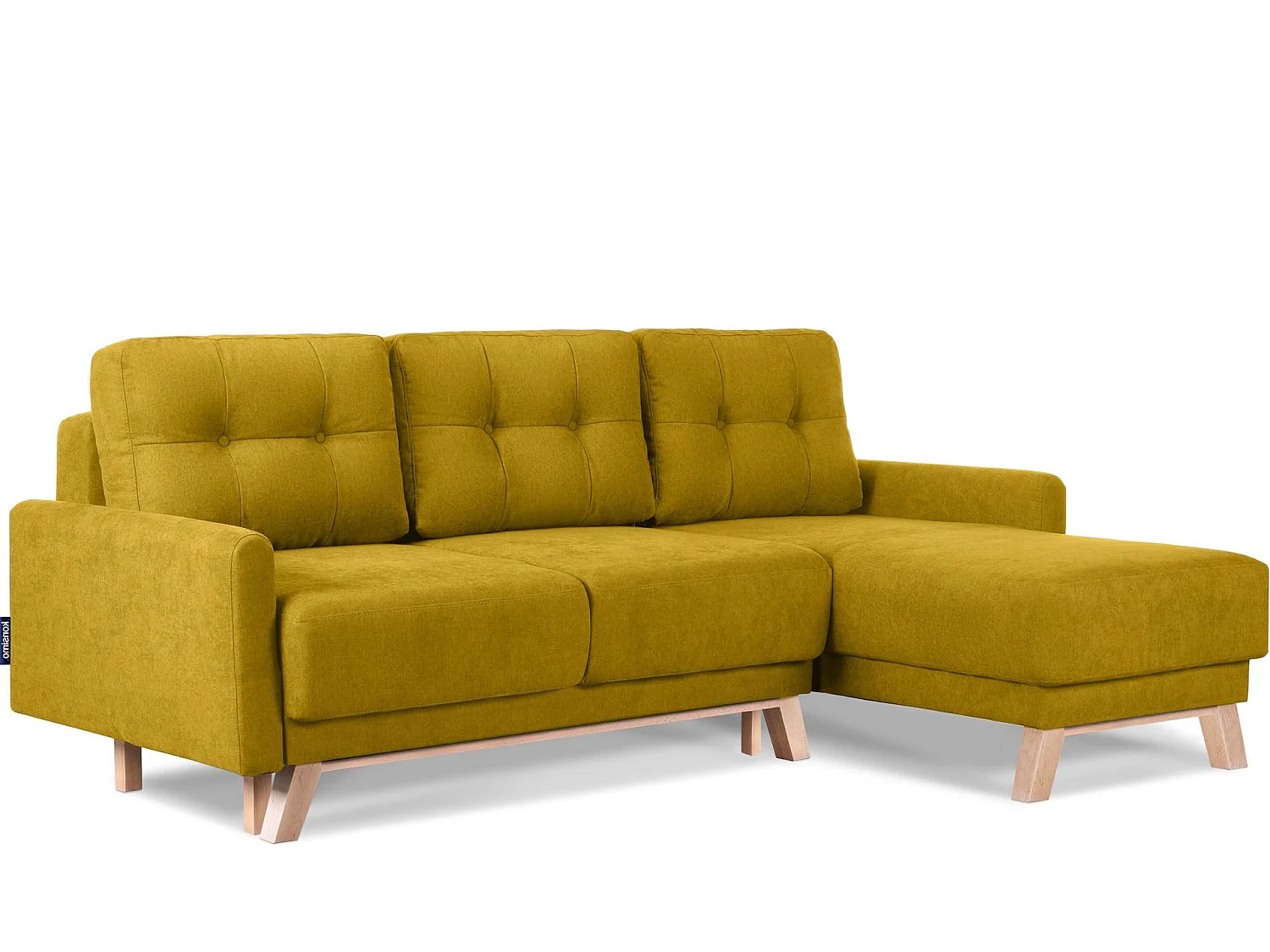 Ecksofa rechts mit ausziehbarer Schlaf- und Liegefläche - Gelb - VISNA