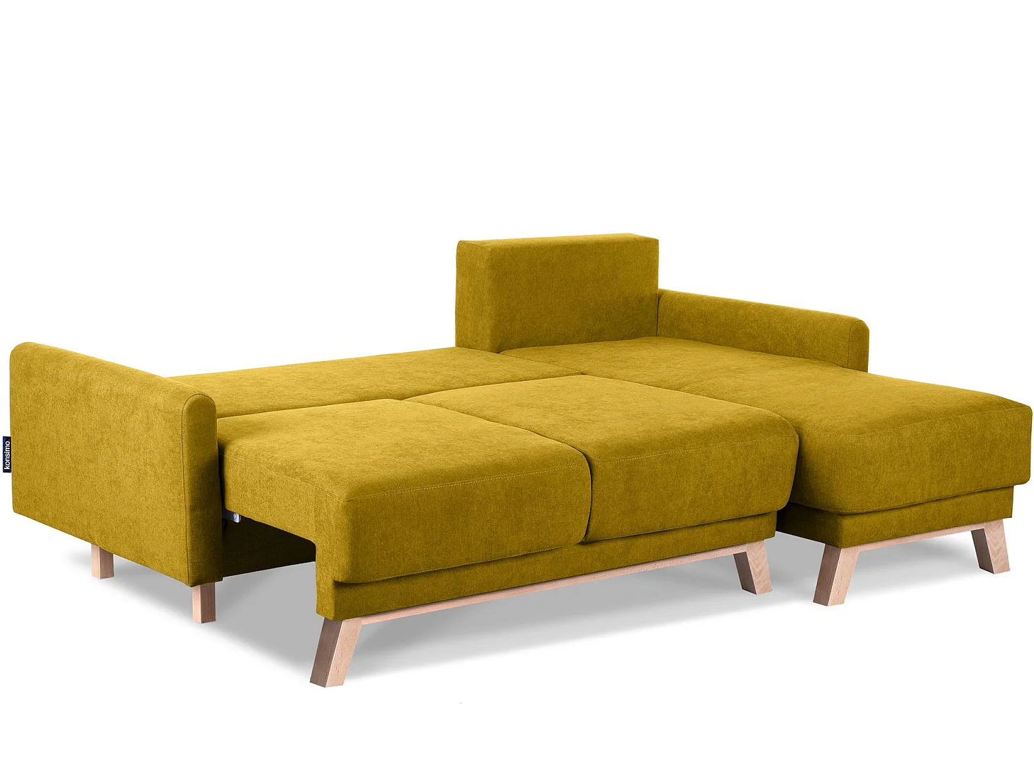 Ecksofa rechts mit ausziehbarer Schlaf- und Liegefläche - Gelb - VISNA