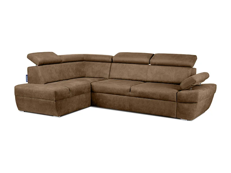 Ecksofa links mit Schlaffunktion - RATLO - Kaffeebraun