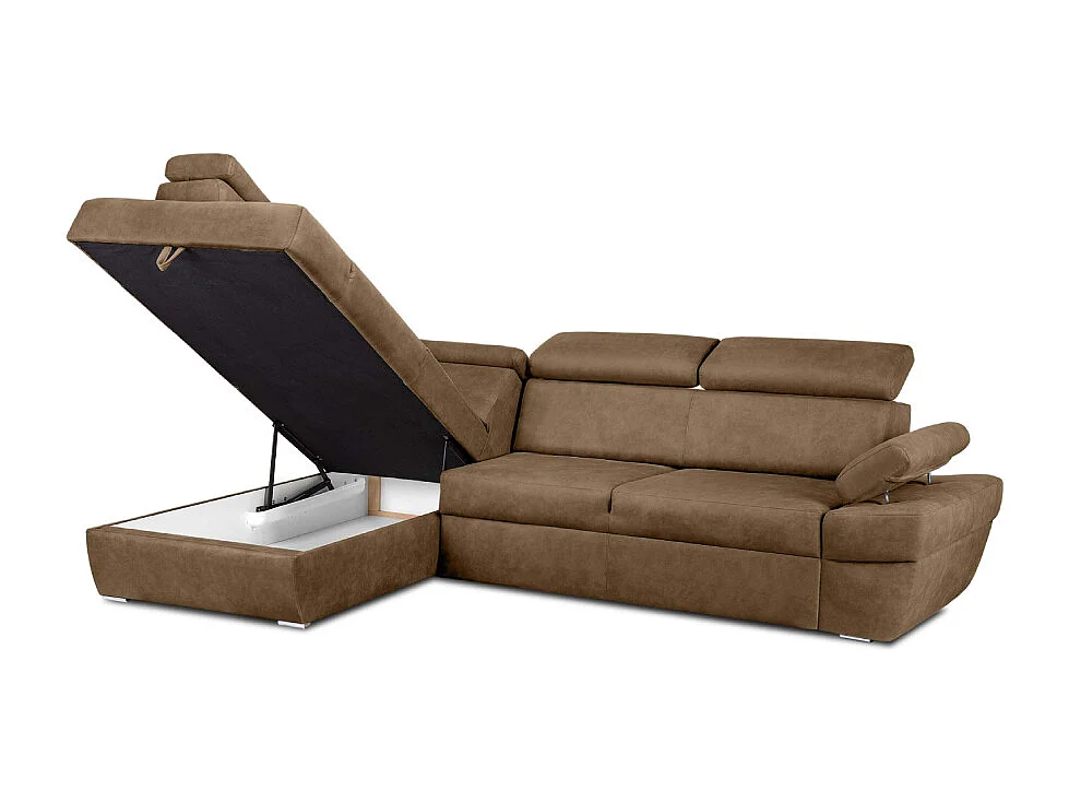 Canapé d'angle gauche avec fonction de couchage - convertible - RATLO - Brun café