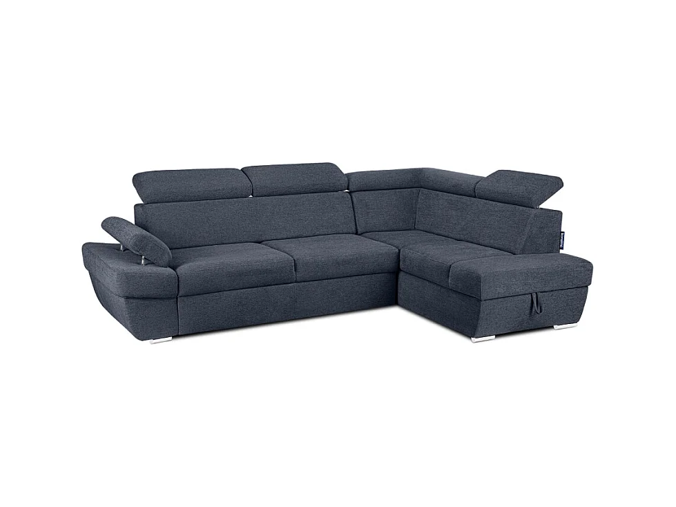 Canapé d'angle droit avec fonction de couchage - convertible - RATLO - Bleu foncé