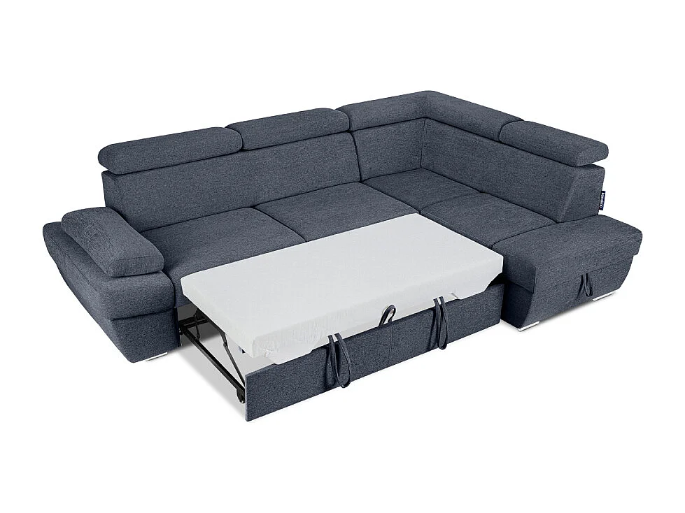 Ecksofa rechts mit Schlaffunktion - RATLO - Dunkelblau